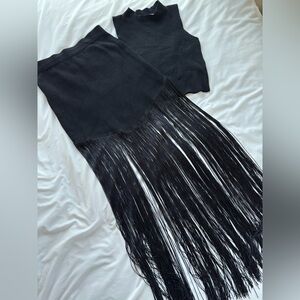 Boutique Black Set Fringe Skirt